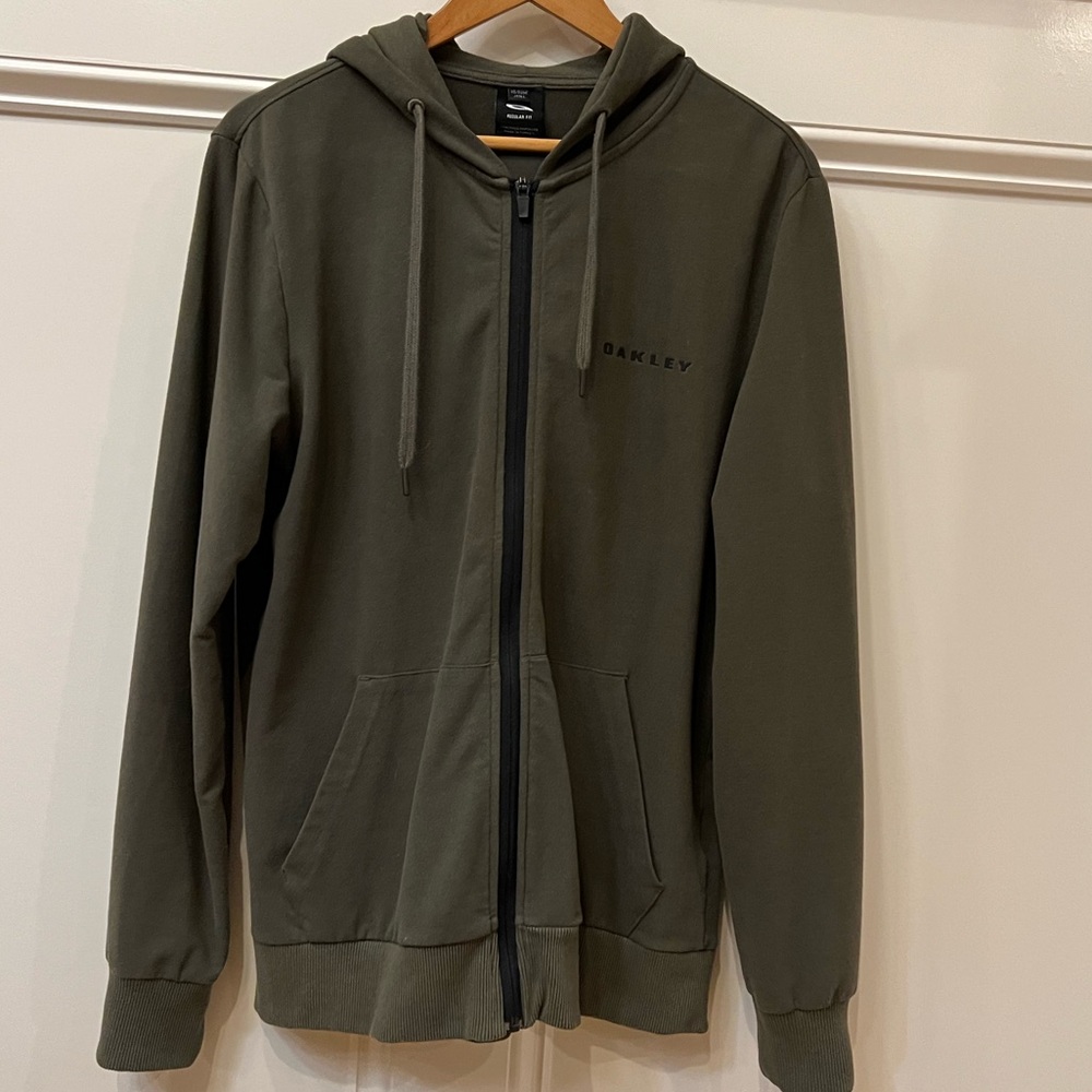 Oakley Zip Up Hoodie Unisex Olive Green